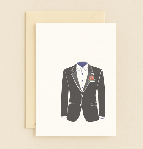 dapper tuxedo rose card