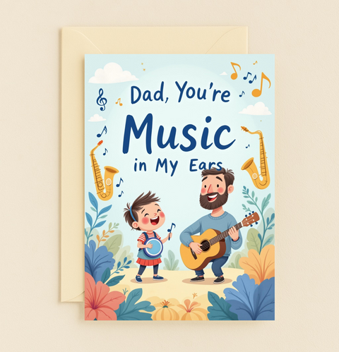 Dad You’re Music in My Ears Guitar Saxophone Cute Card product image