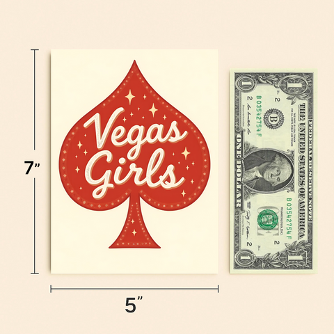 Vegas Girls Greeting Card Modern Spade Design - Size