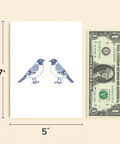 Bird Greeting Card - Illustrated Blue Birds Design - Size