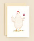 Funny Birthday Greeting Card Chicken with Wine - Front