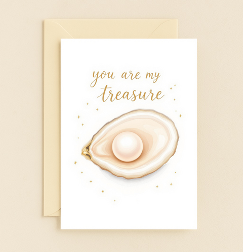 Romantic Greeting Card Pearl Theme Modern Design - Front