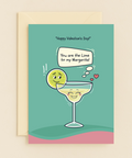 Funny Valentines Card with Cute Margarita Illustration - Front