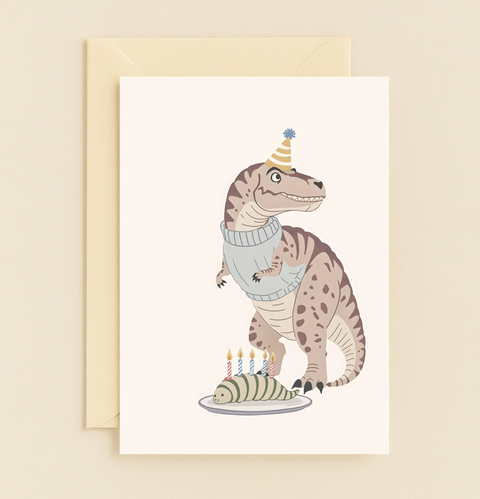 dinosaur sweater birthday card