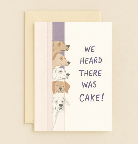 dogs love cake party card