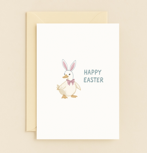 duck with bunny ears easter card