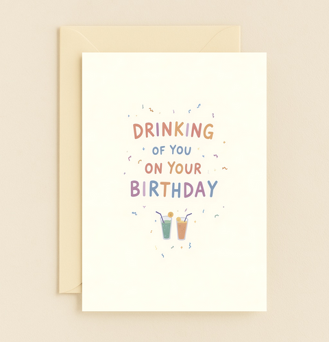Funny Birthday Card Modern Cocktail Design - Front
