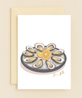 Oyster Greeting Card with Lemon Illustration - Front