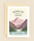 Funny Birthday Card Mountain Adventure Scene - Front