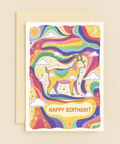 Cosmic Rainbow Goat Birthday Card - Front