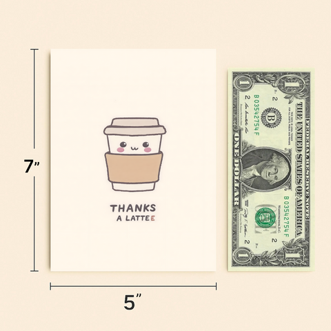 Funny Thank You Card Cute Coffee Design - Size