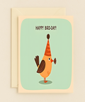 Funny Birthday Greeting Card Cute Bird in Party Hat - Front