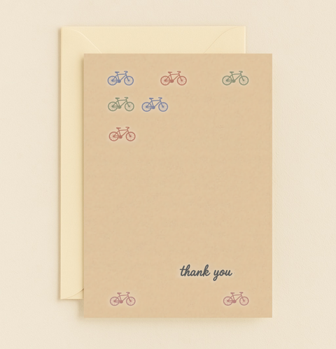 Thank You Greeting Card Bicycle Design Cute Stationery - Front