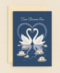 Romantic Wedding Card Elegant Swan Design - Front