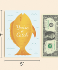 Funny Fish Greeting Card with Cute Yellow Design - Size