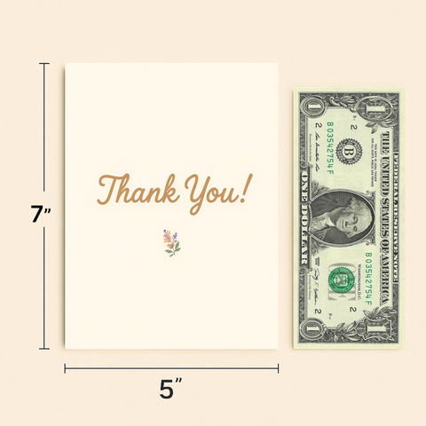 Thank You Greeting Card Floral Modern Design - Size