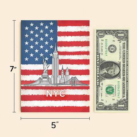 NYC Greeting Card Modern American Flag Design - Size