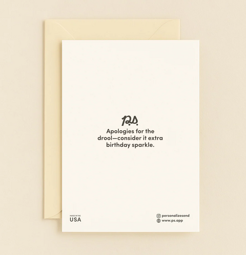 Funny Birthday Card French Bulldog Illustration - Back