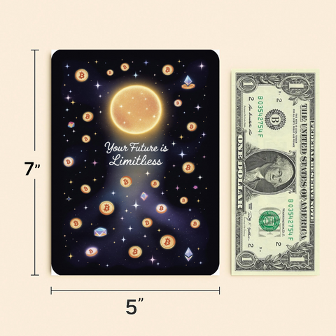 Bitcoin Greeting Card Limitless Future Cosmic Design - Size