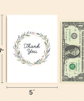 Thank You Card Floral Wreath Elegant Design - Size
