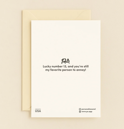 13th Anniversary Card Heart Design Modern - Back