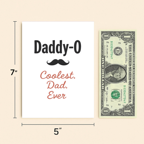 Funny Father's Day Card "Coolest Dad Ever" Mustache Design - Size
