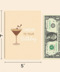 Funny Birthday Greeting Card with Espresso Martini Illustration - Size