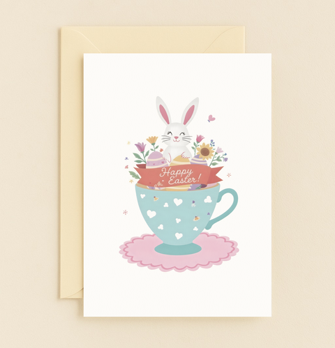 easter bunny teacup card