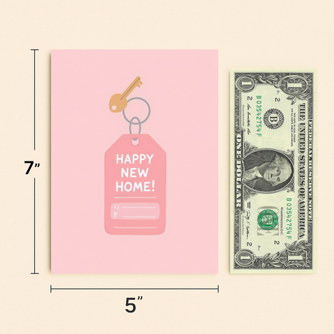 New Home Greeting Card Modern Key Tag Design - Size