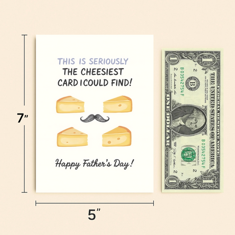 Funny Fathers Day Greeting Card Cheesy Mustache Design - Size