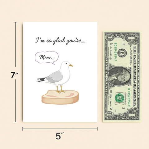 Funny Seagull Greeting Card Cute and Modern Design - Size