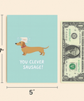 Funny Dachshund Greeting Card Cute Sausage Dog Design - Size