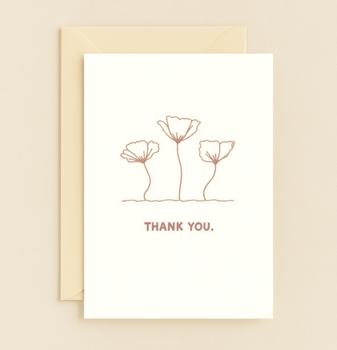 Thank You Card Modern Floral Design - Front