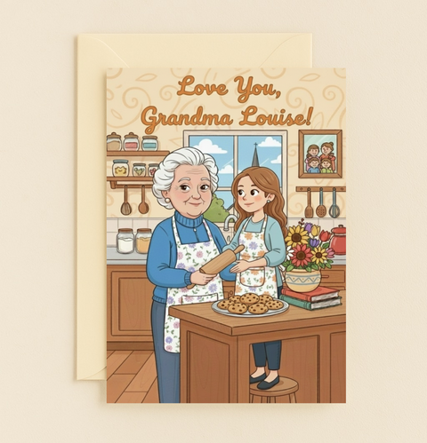 Love You Grandma Louise Baking Kitchen Cookies Flowers Card product image