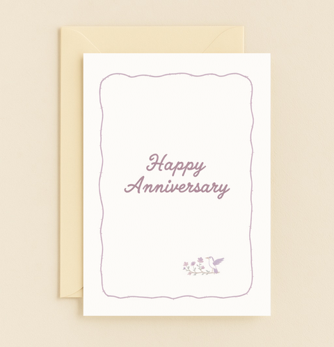 elegant floral bird anniversary card