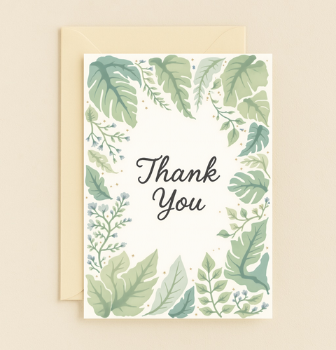 elegant foliage thank you card