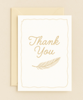 elegant gold feather thank you card