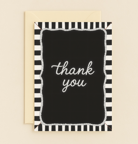 elegant monochrome thank you card