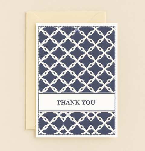 elegant navy diamond thank you card