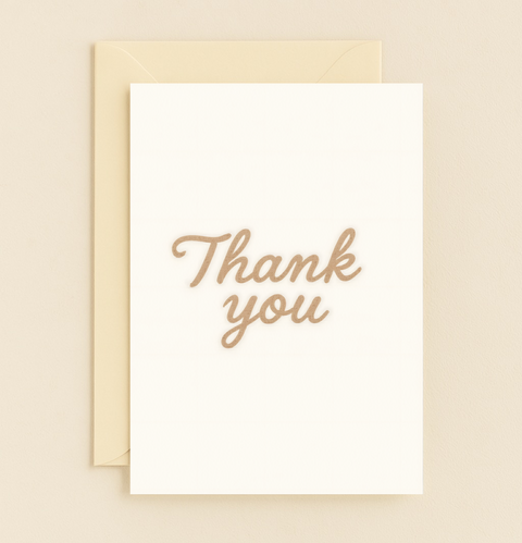 elegant script thank you card