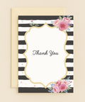 elegant stripes floral thank you card
