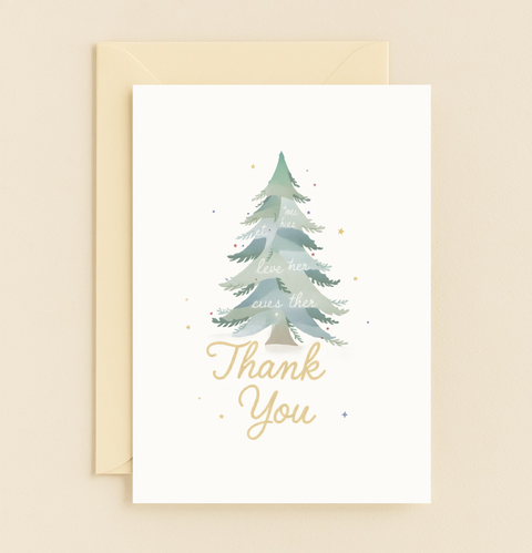 evergreen thank you card