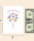 Funny Birthday Greeting Card Heart Balloon Design - Size