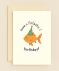 Funny Birthday Card with Cute Party Hat Fish Design - Front