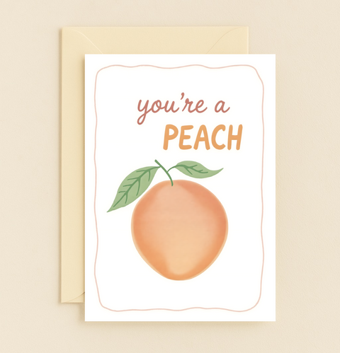 Funny Friendship Greeting Card Peach Illustration - Front