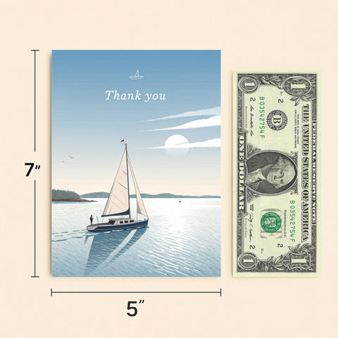 Thank You Greeting Card Sailboat Illustration - Size