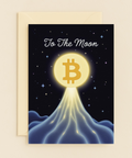 Bitcoin To The Moon Greeting Card with Shining Crypto Design - Front