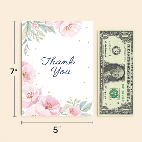 Thank You Card Floral Modern Design - Size