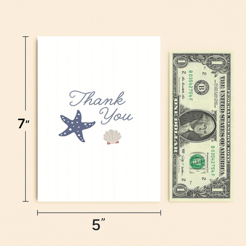 Thank You Card Nautical Starfish Cute Modern Design - Size