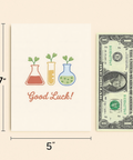Good Luck Greeting Card with Cute Science Beakers - Size